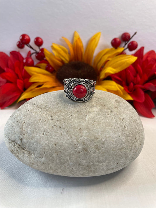 Red Bamboo Coral, Classic Ring