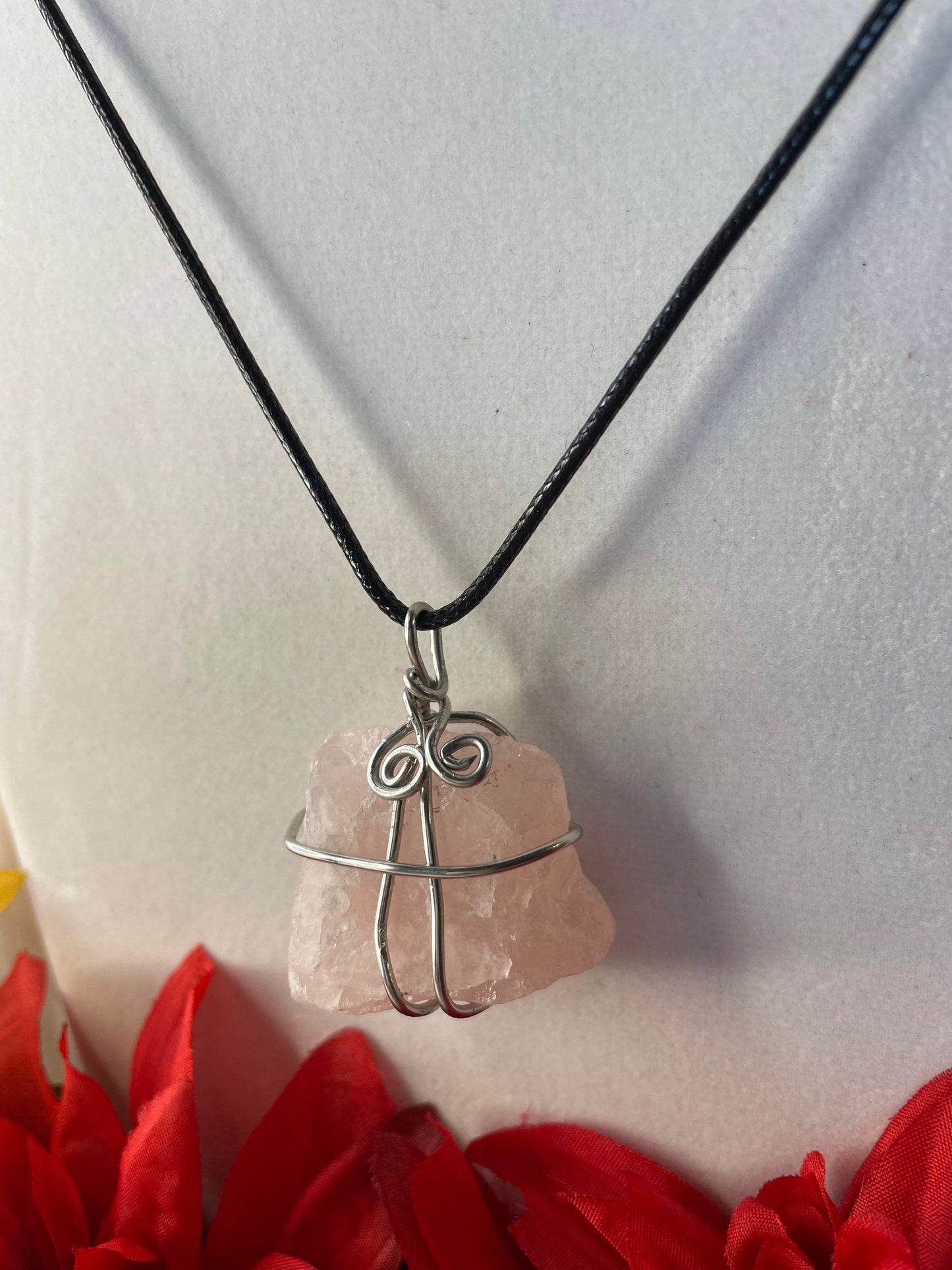 Rose Quartz Stone, Healing Necklace.