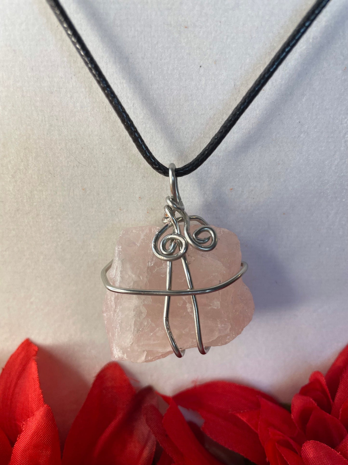 Rose Quartz Stone, Healing Necklace.