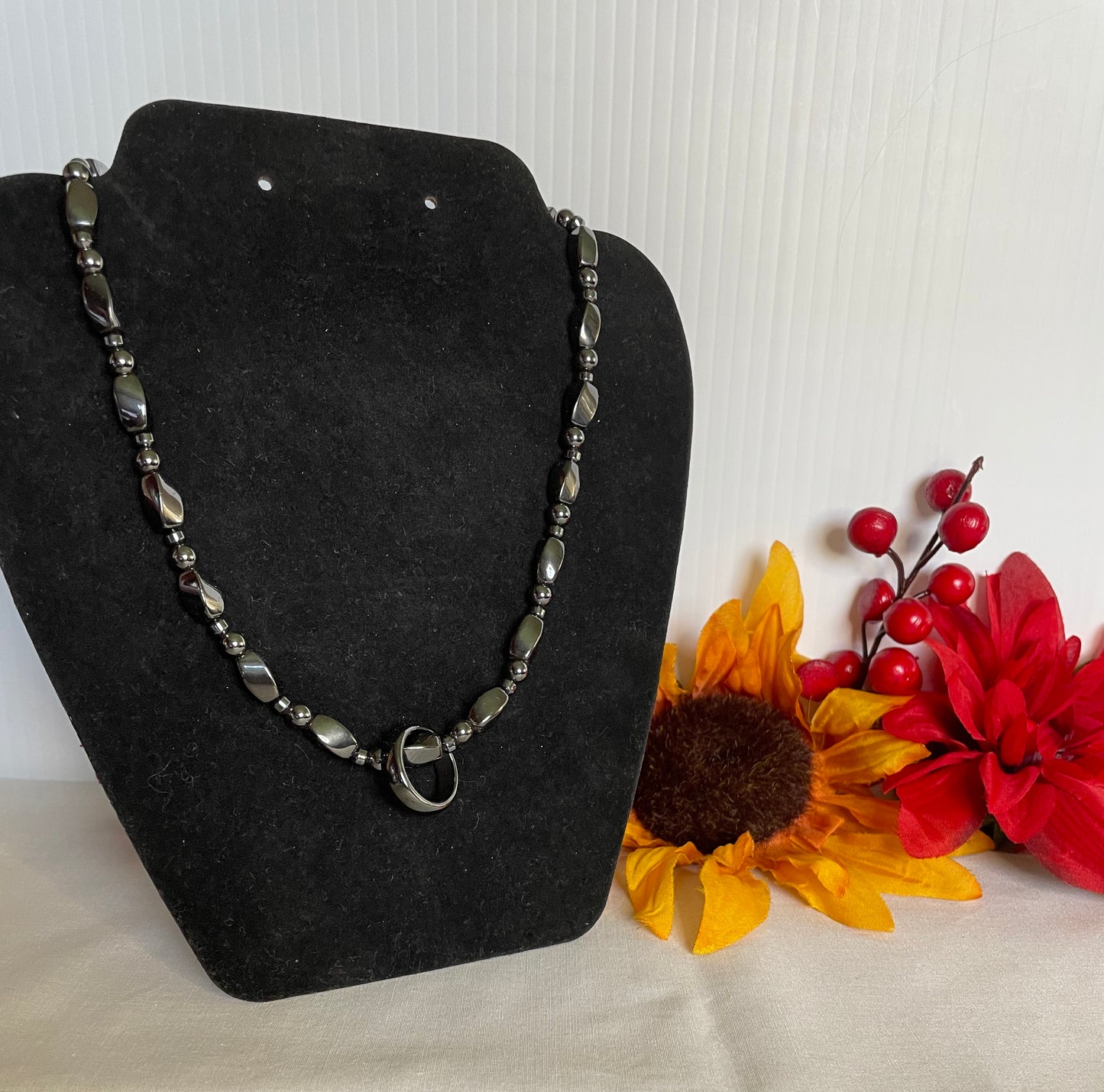 Hematite Magnetic Necklace w/Non-Hematite Ring.
