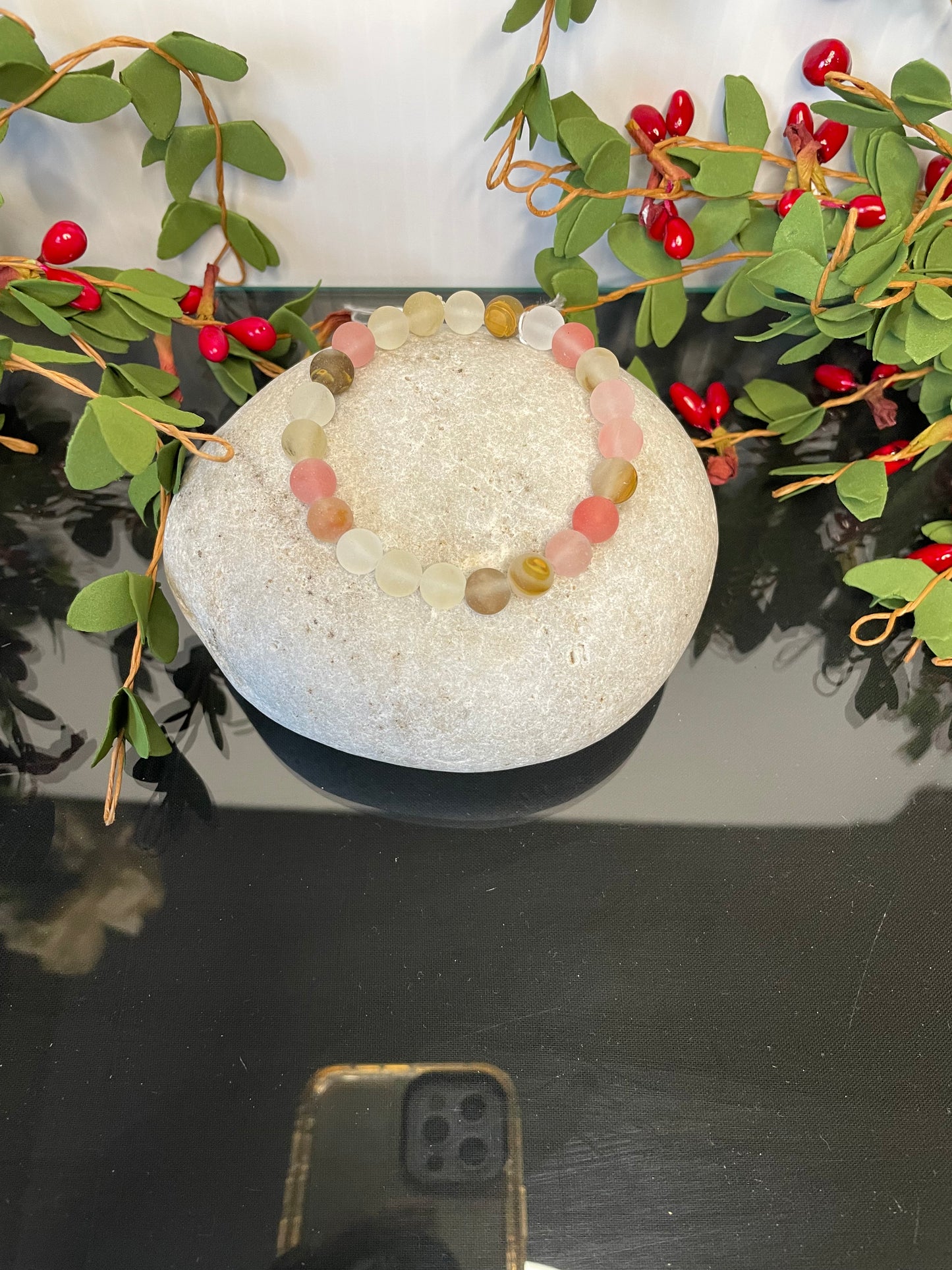 Cherry Quartz Stone, Healing Bracelet.