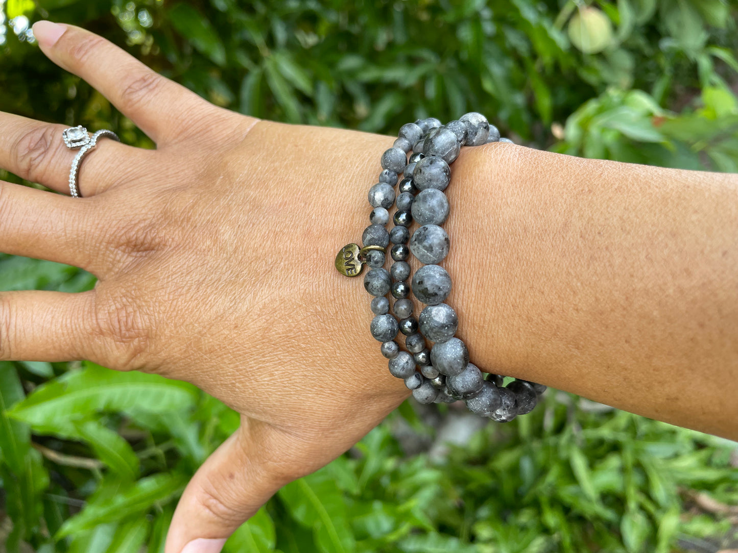 Labradorite Stones w/Love Charm, Healing Bracelet.