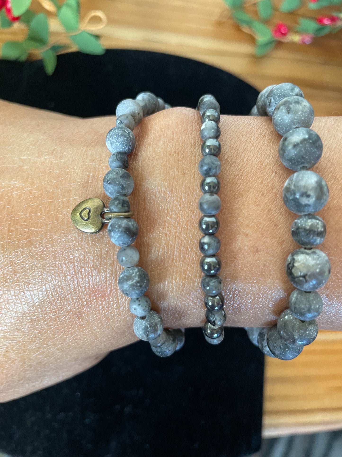 Labradorite w/ Black Hematite Stones, Healing Bracelet.