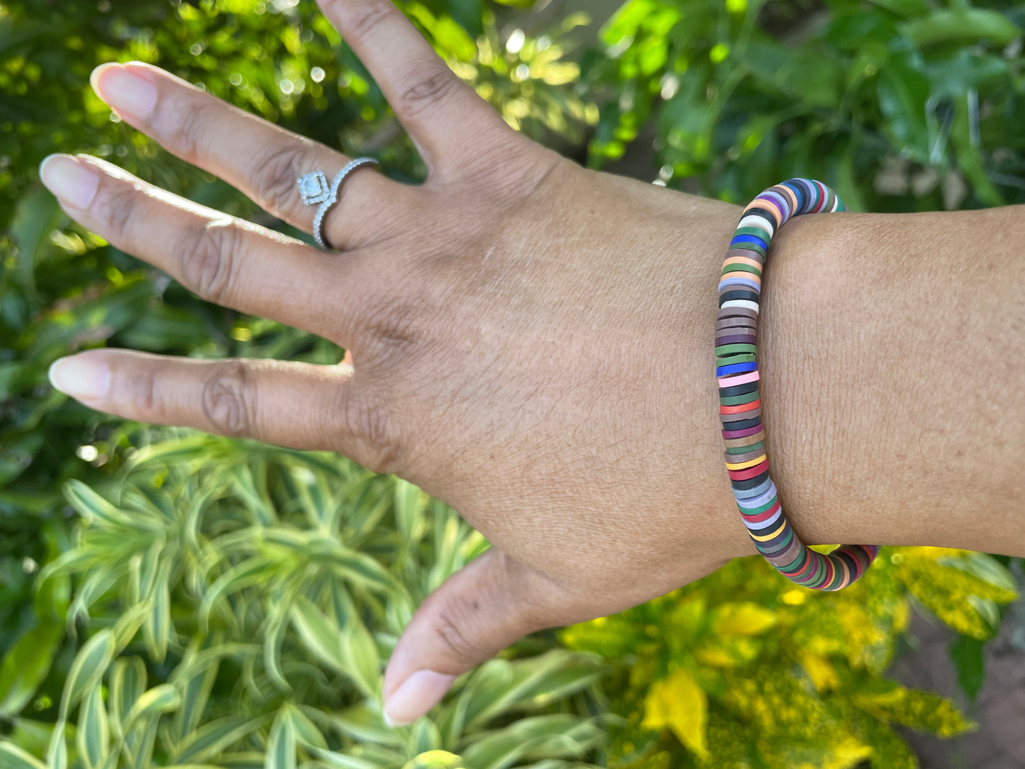 Clay, Dark Multi Colors,  Healing Bracelet.