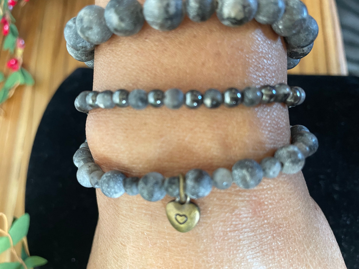 Labradorite w/ Black Hematite Stones, Healing Bracelet.