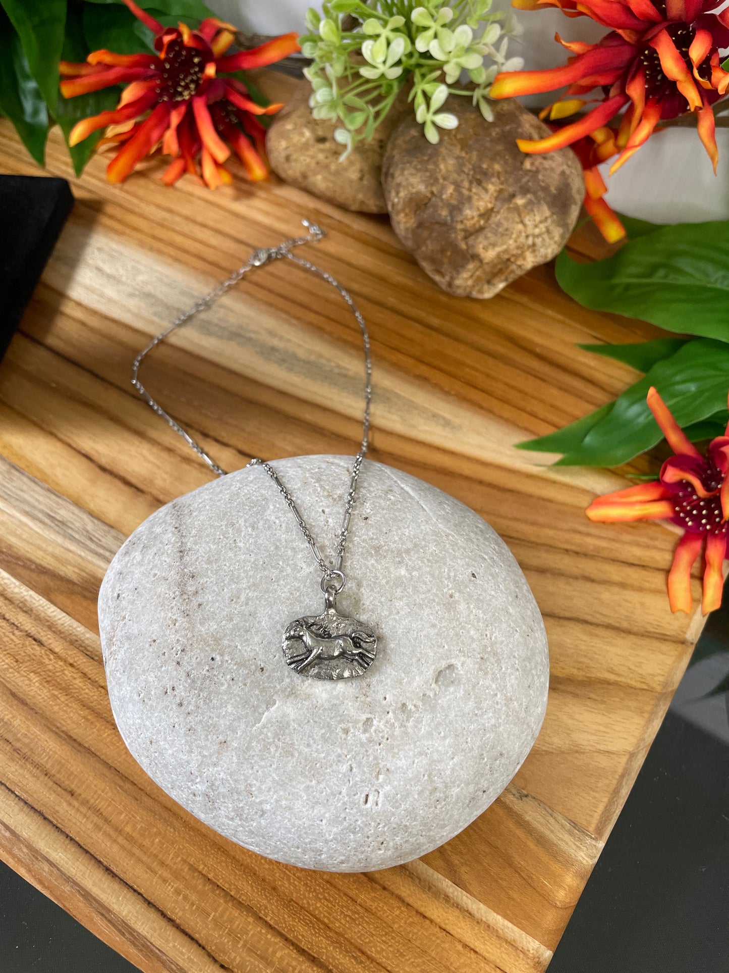 Brave Horse, Silver Metal Necklace.