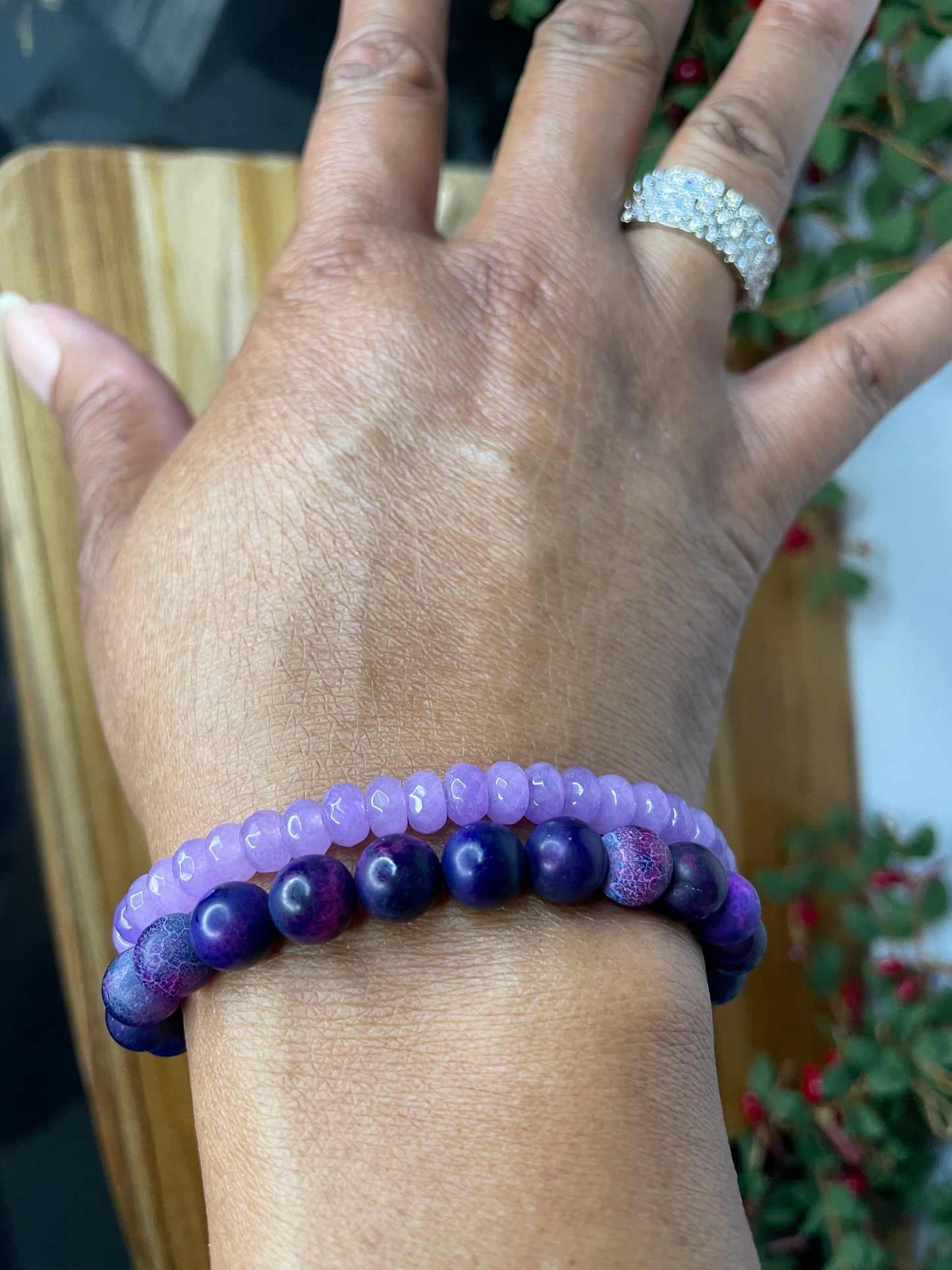 Agate, Light Purple Stones Healing Bracelet.