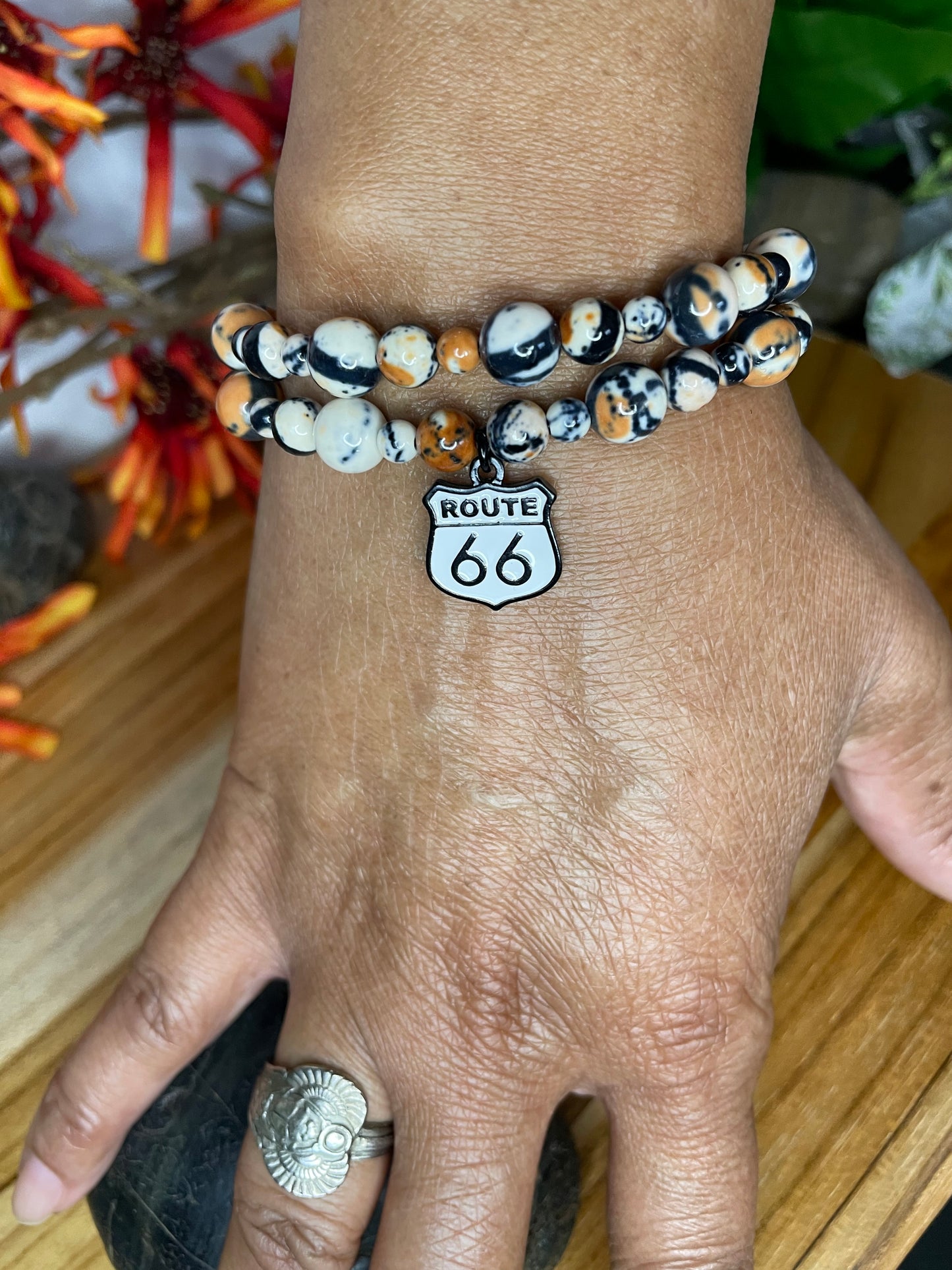 Granite Stone w/Route 66, Healing Bracelet.