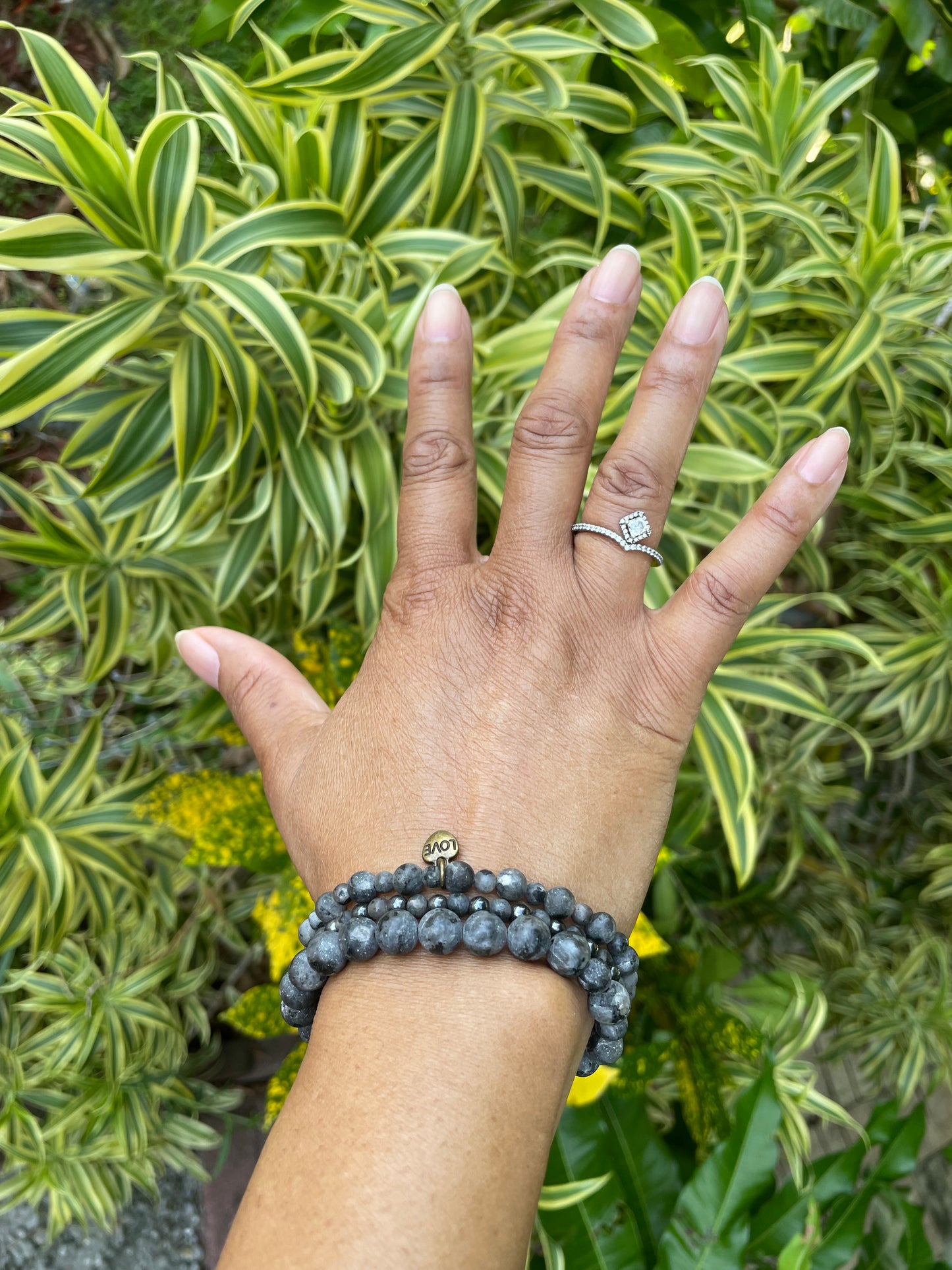 Labradorite Stones w/Love Charm, Healing Bracelet.