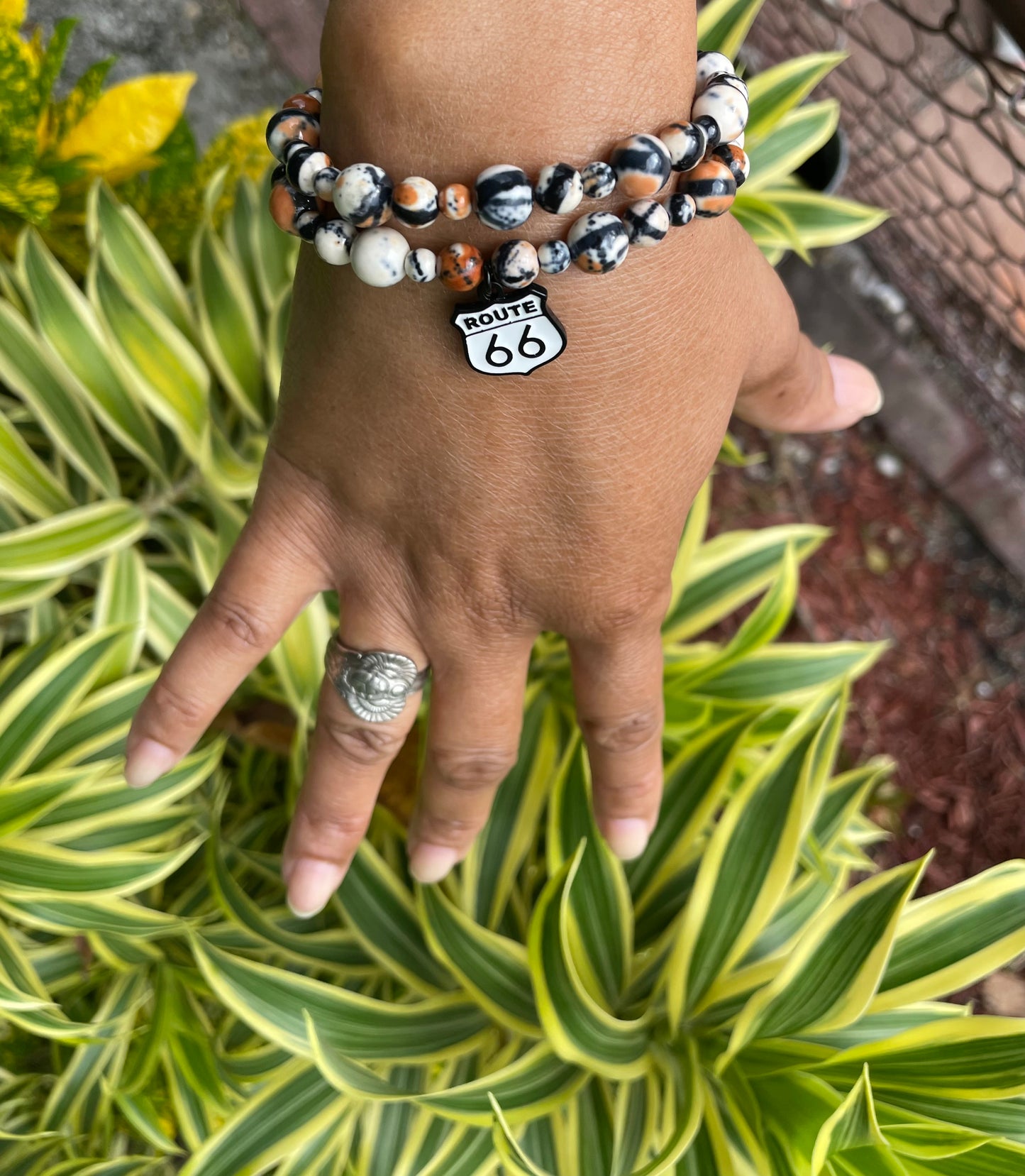 Granite Stone w/Route 66, Healing Bracelet.