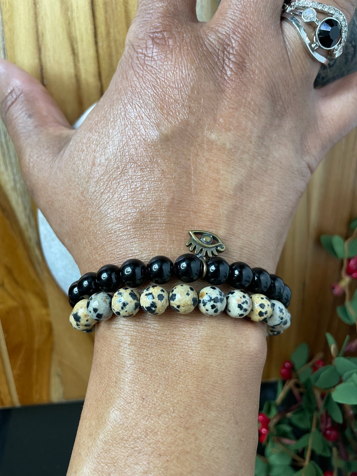 Jasper Black, w/Evil Eye, Healing Bracelet.