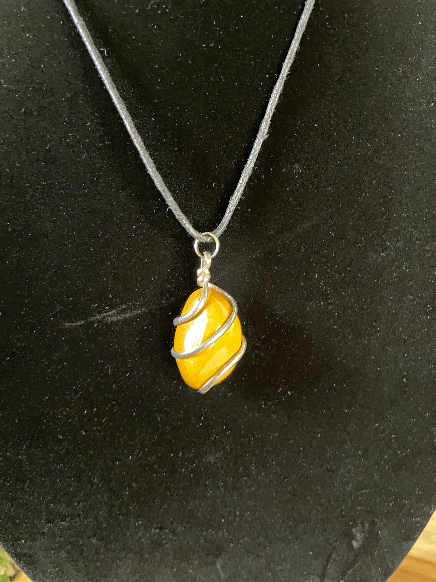 Yellow Jasper Crystal Stone, Healing Necklace.