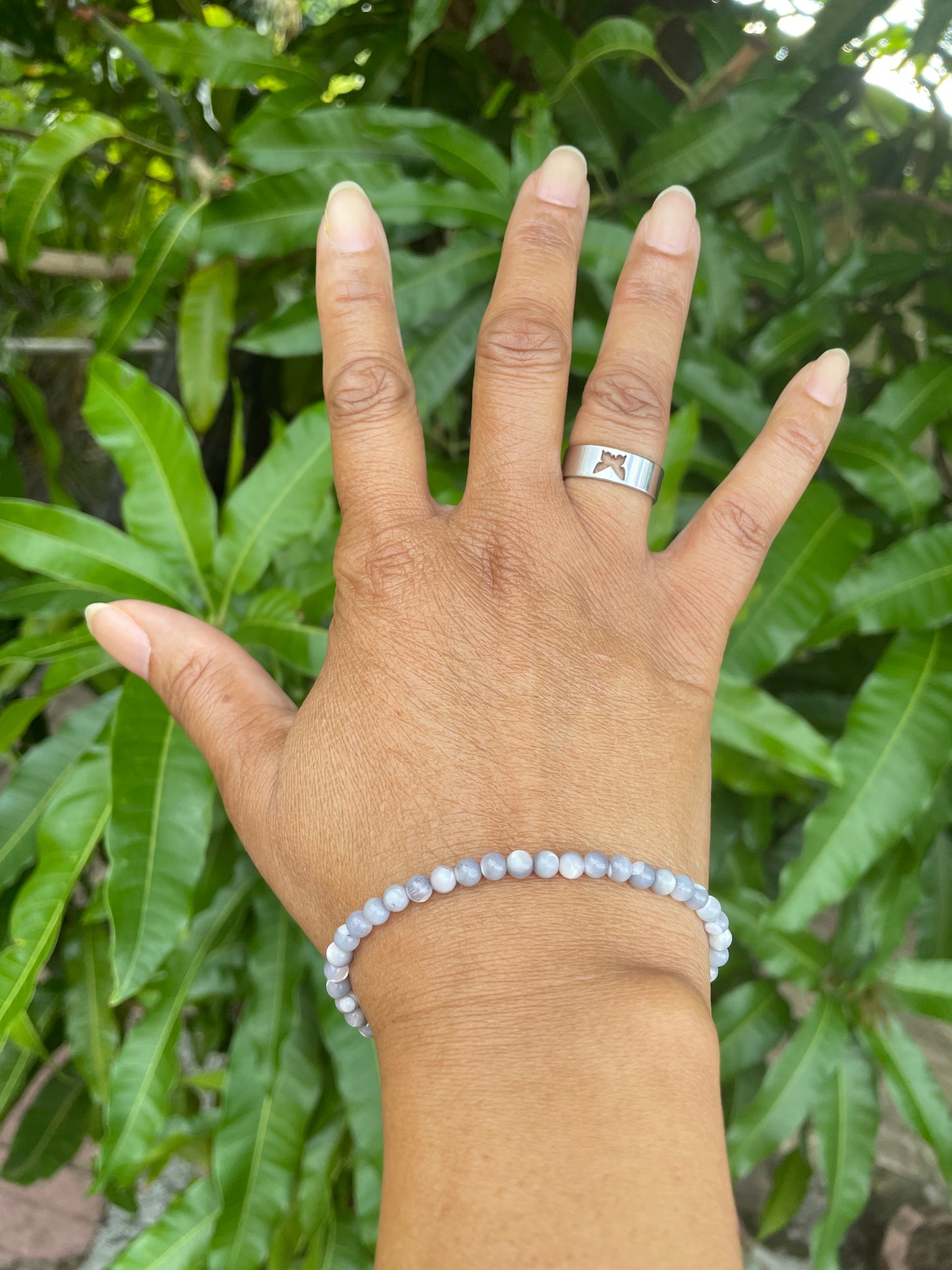 Mother Of Pearl, Light Grey Healing Bracelet.