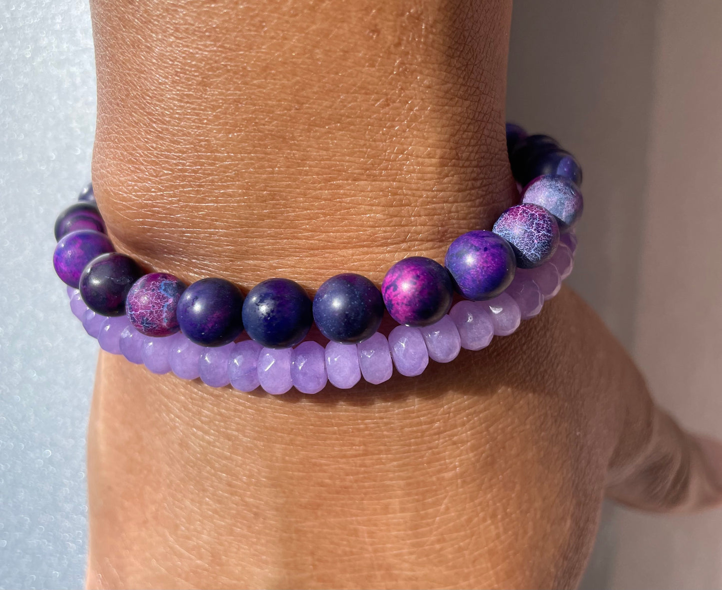 Agate, Light Purple Stones Healing Bracelet.