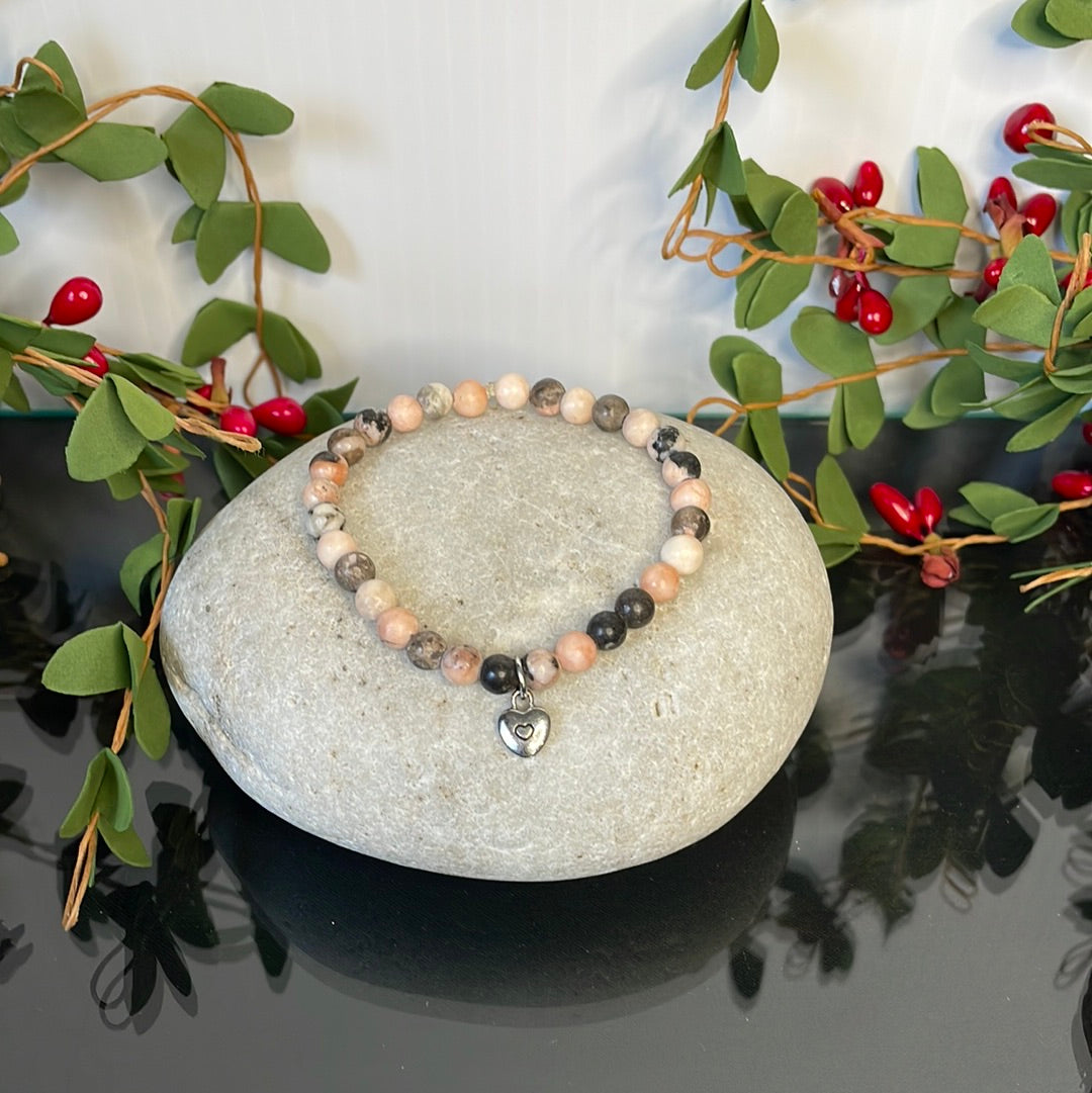 Jasper w/Love Charm, Healing Bracelet.