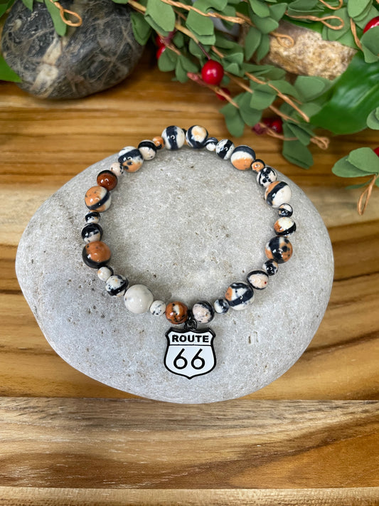 Granite Stone w/Route 66, Healing Bracelet.