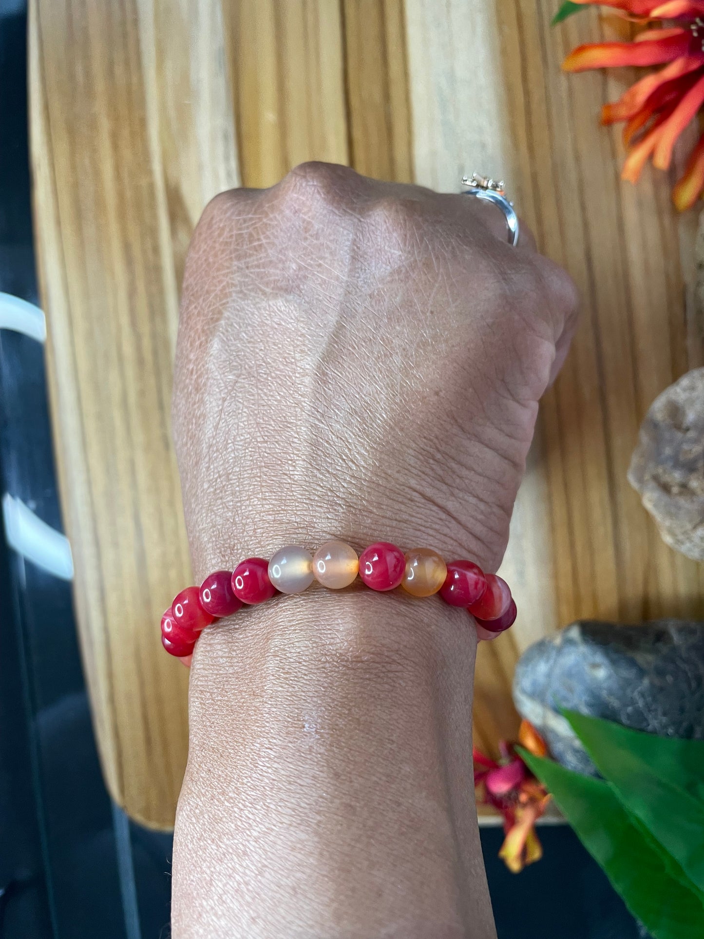 Agate, “Red & Yellow Stones”, Healing Bracelet.