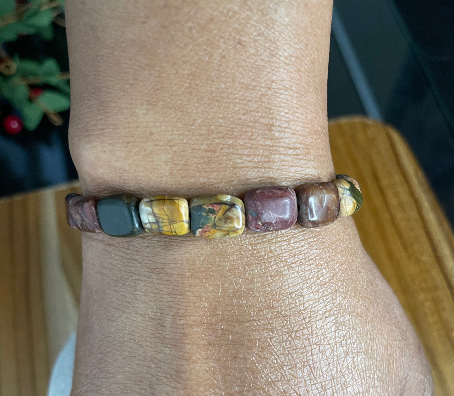 Jasper Red Line Stone, Healing Bracelet.