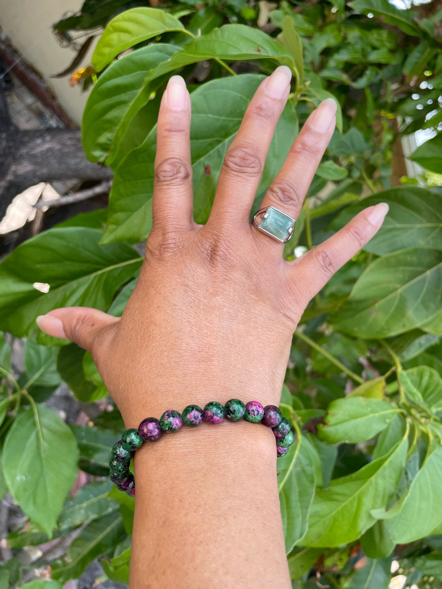 Jasper Stone, “Green & Rose” Healing Bracelet..