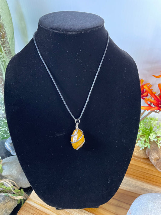 Yellow Jasper Crystal Stone, Healing Necklace.