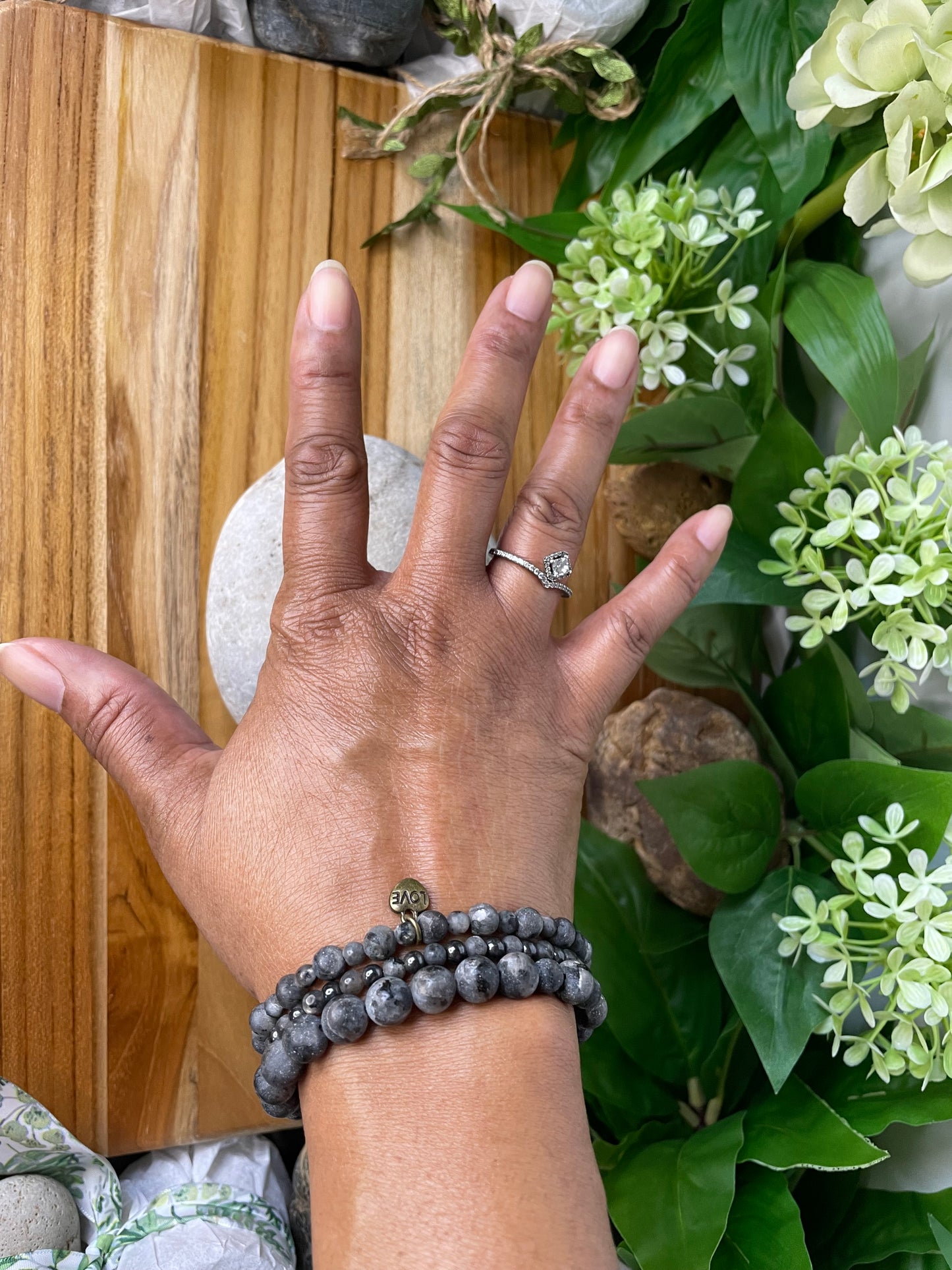 Labradorite w/ Black Hematite Stones, Healing Bracelet.