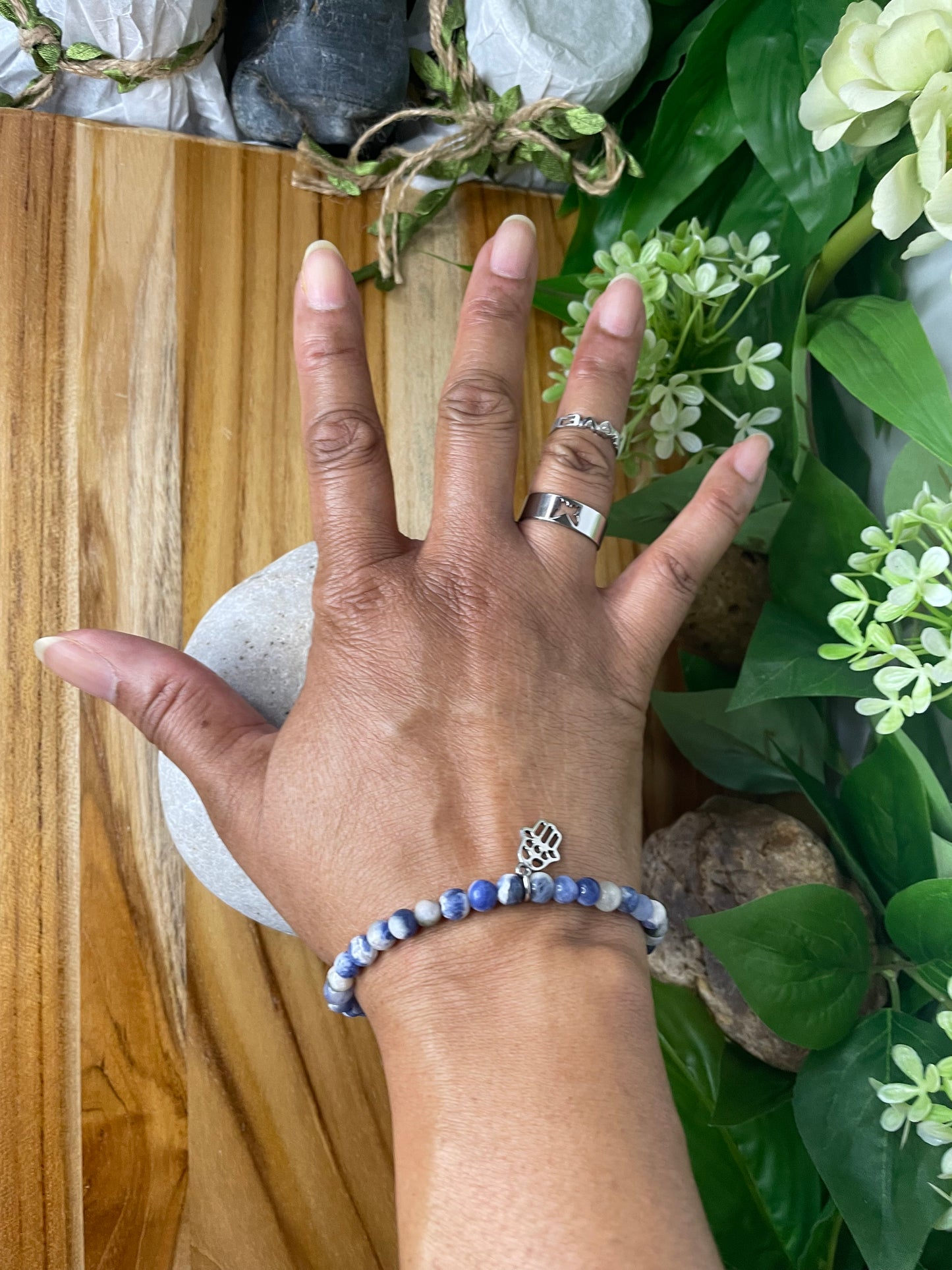 Sodalite w/Hamsa, Healing Bracelet.