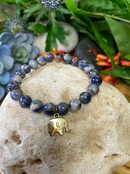 Sodalite w/Elephant, Healing Bracelet.