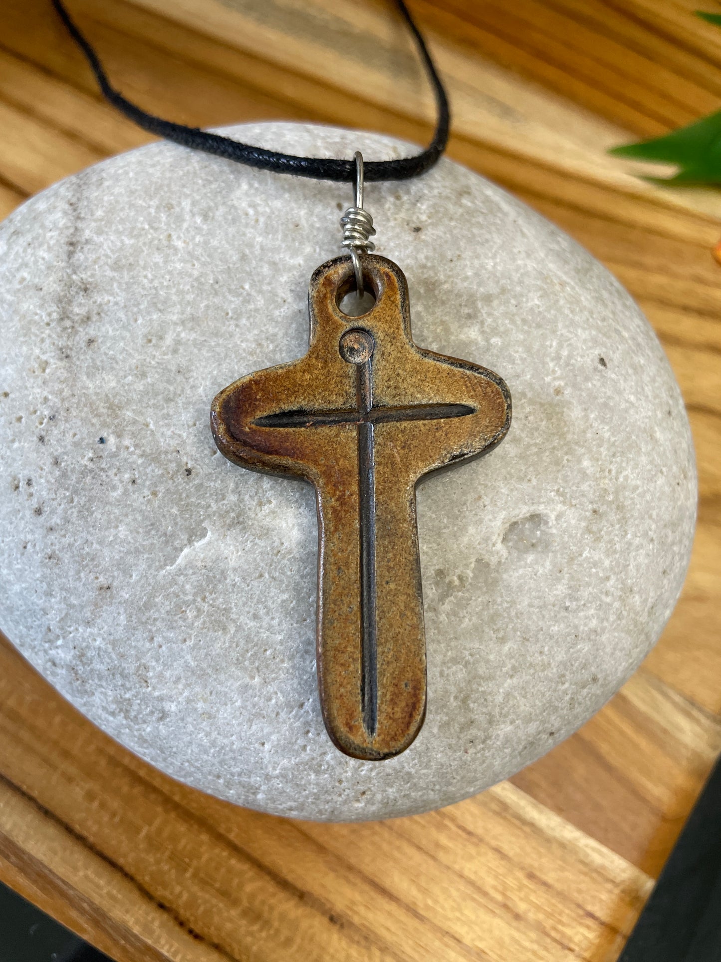 Old Wooden Cross Necklace.