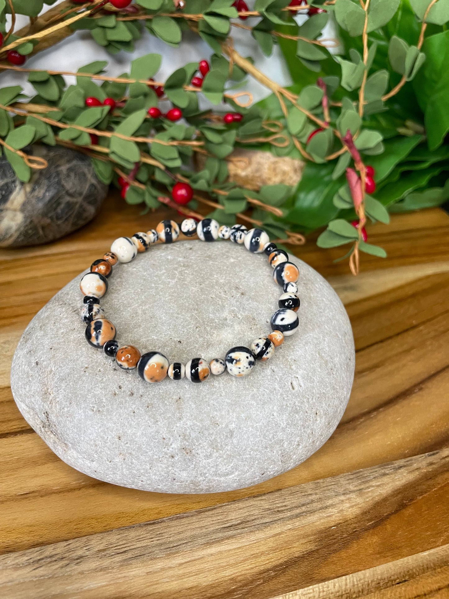 Granite Stone w/Route 66, Healing Bracelet.