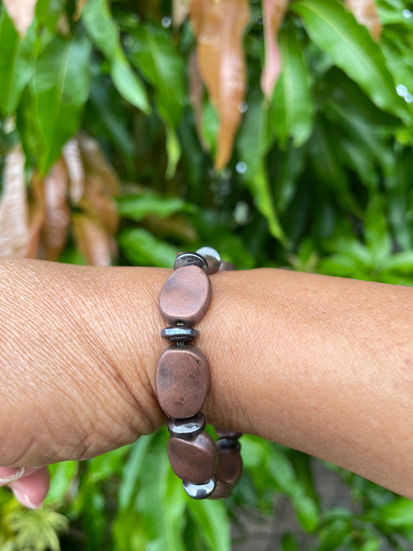 Copper Plated Oval Stones w/ Hematite, Healing Bracelet.