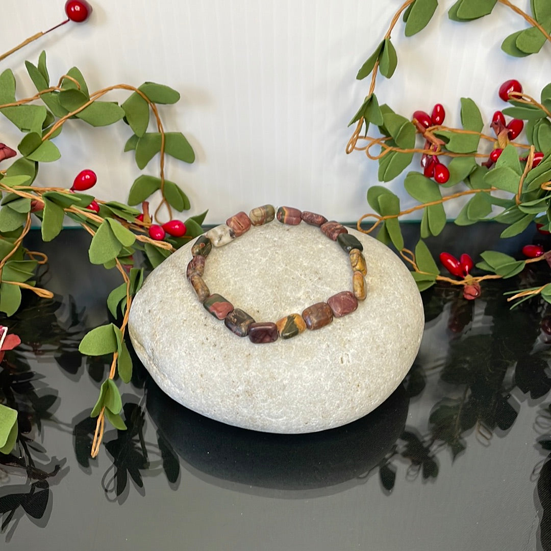 Jasper Red Line Stone, Healing Bracelet.