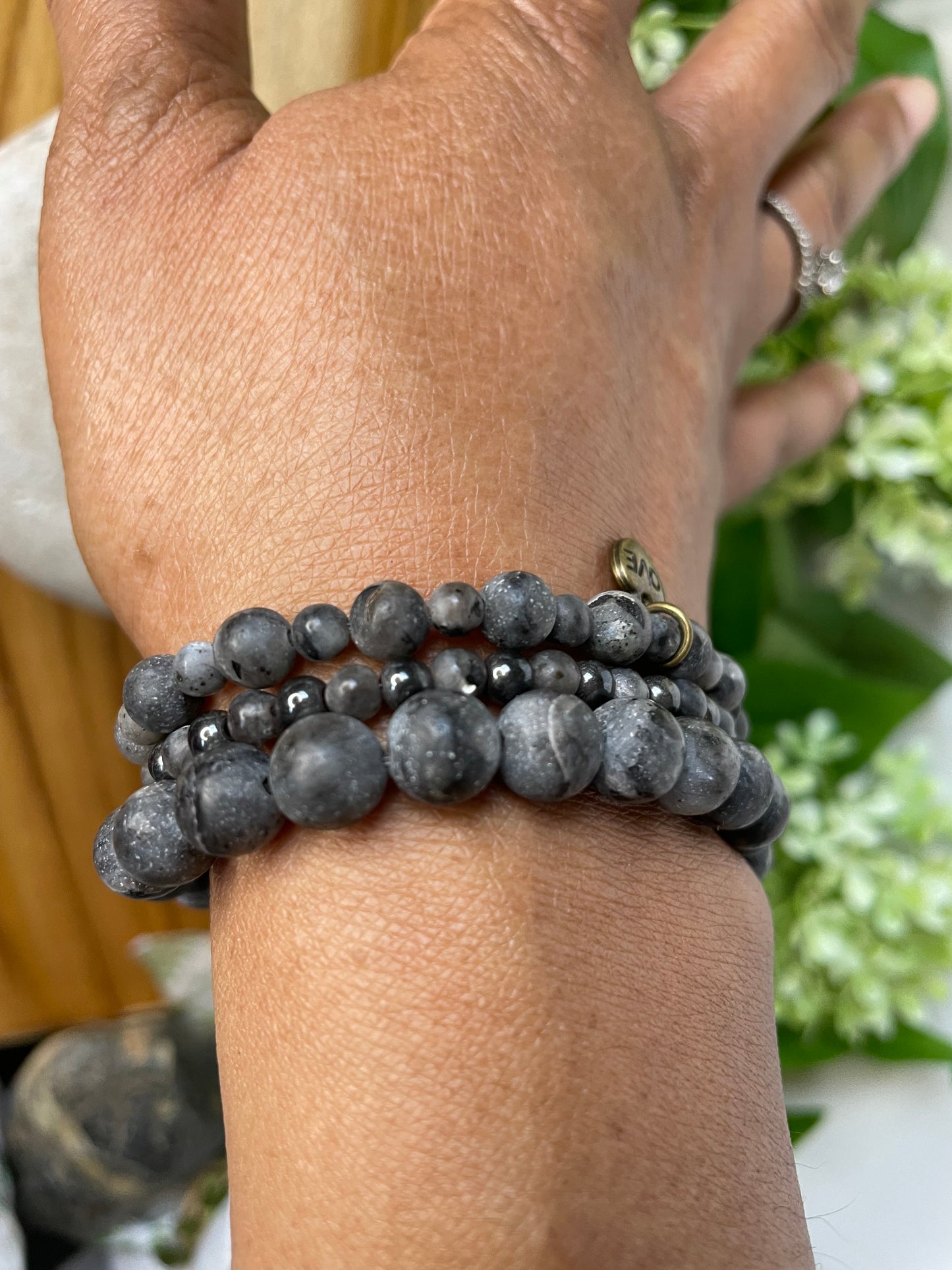 Labradorite w/ Black Hematite Stones, Healing Bracelet.