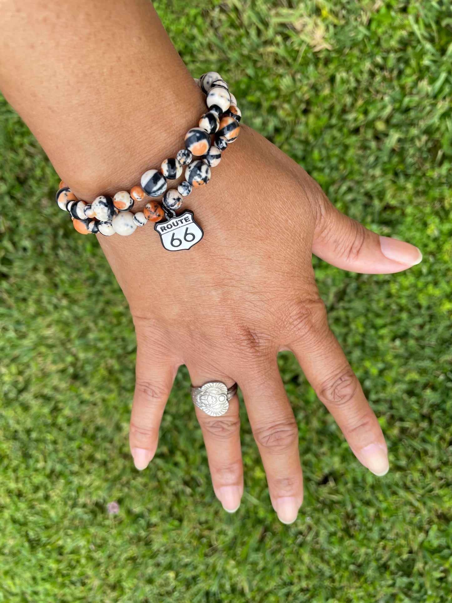 Granite Stone w/Route 66, Healing Bracelet.