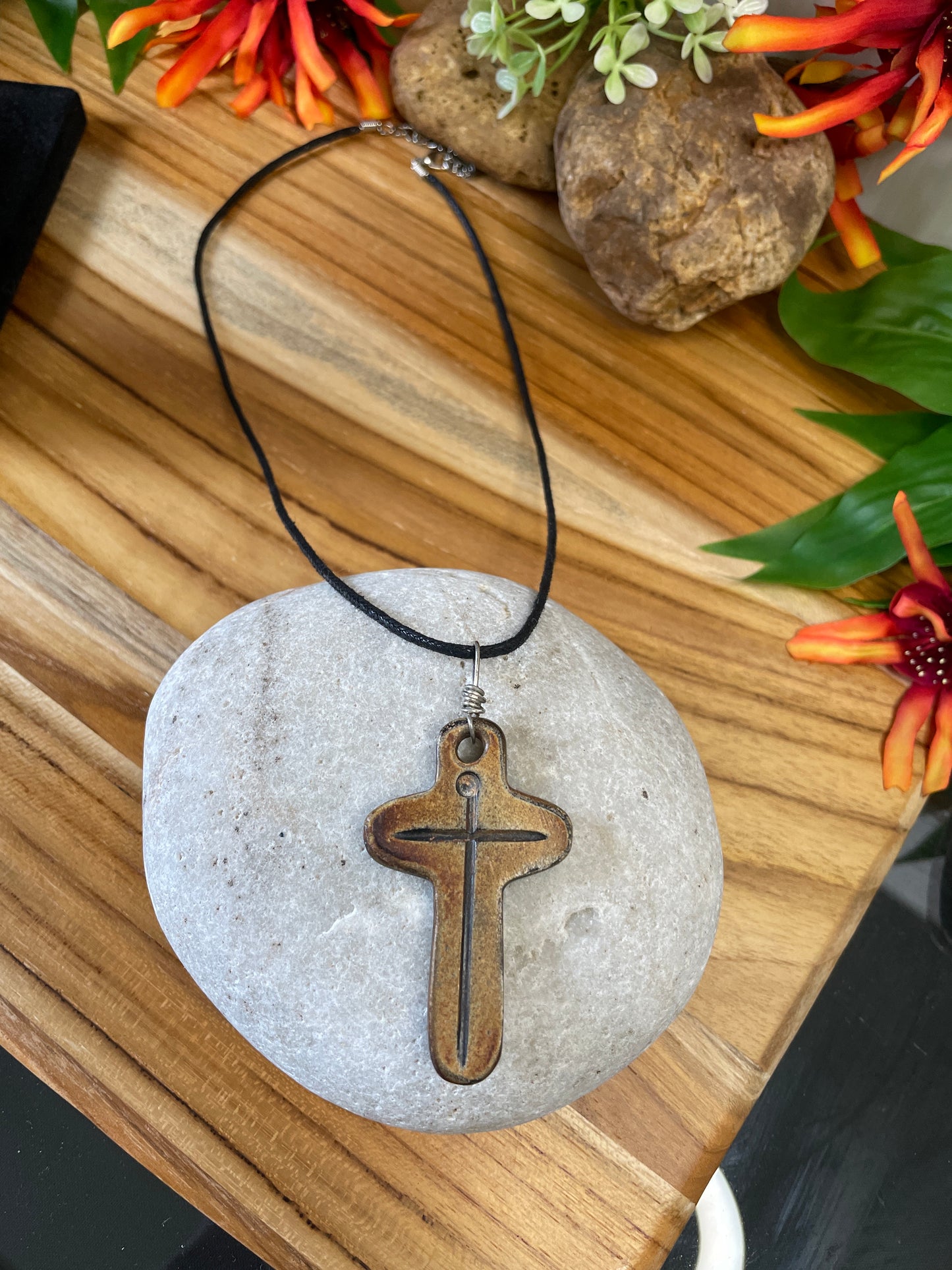 Old Wooden Cross Necklace.