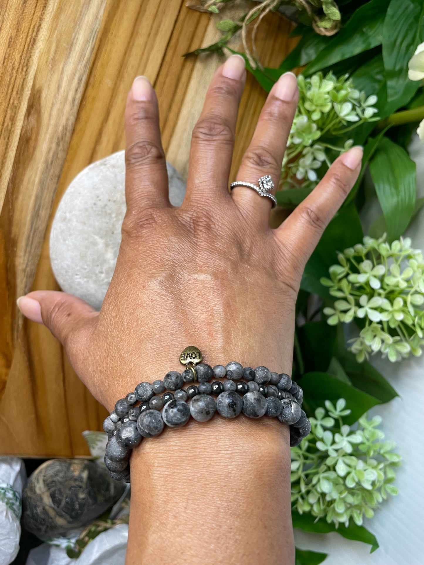 Labradorite w/ Black Hematite Stones, Healing Bracelet.