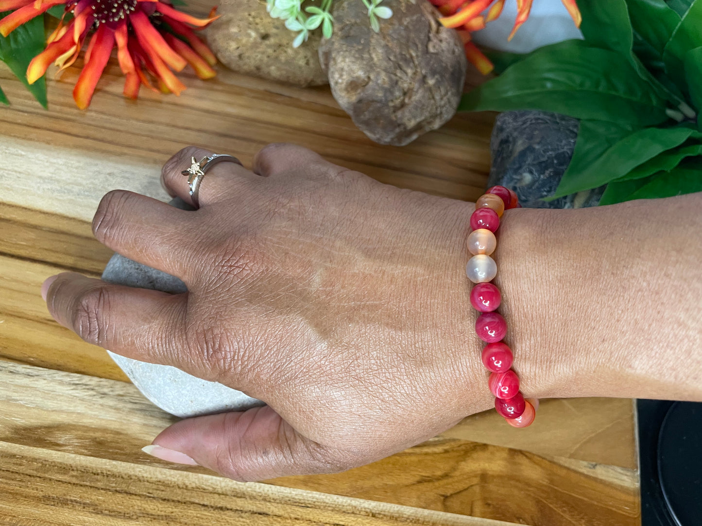 Agate, “Red & Yellow Stones”, Healing Bracelet.