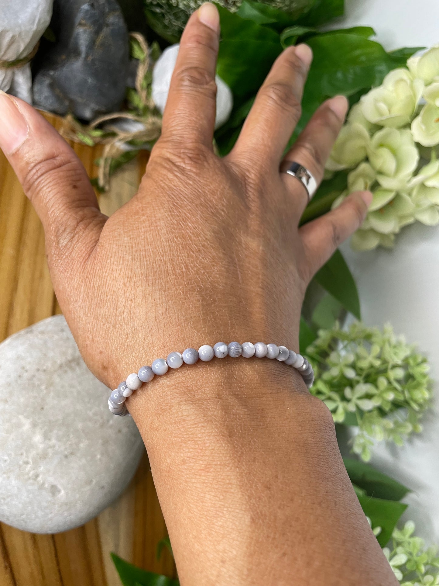 Mother Of Pearl, Light Grey Healing Bracelet.