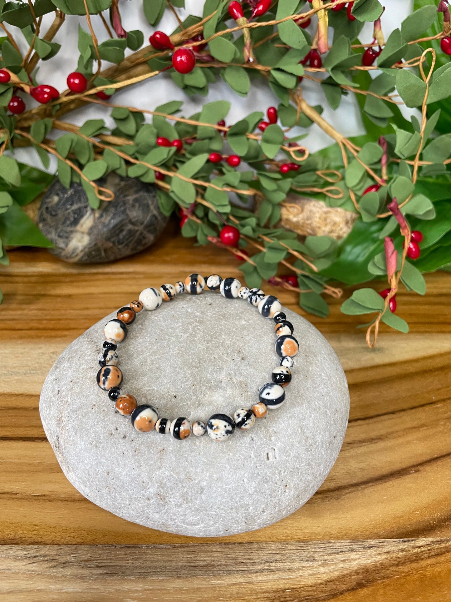 Granite Stone w/Route 66, Healing Bracelet.