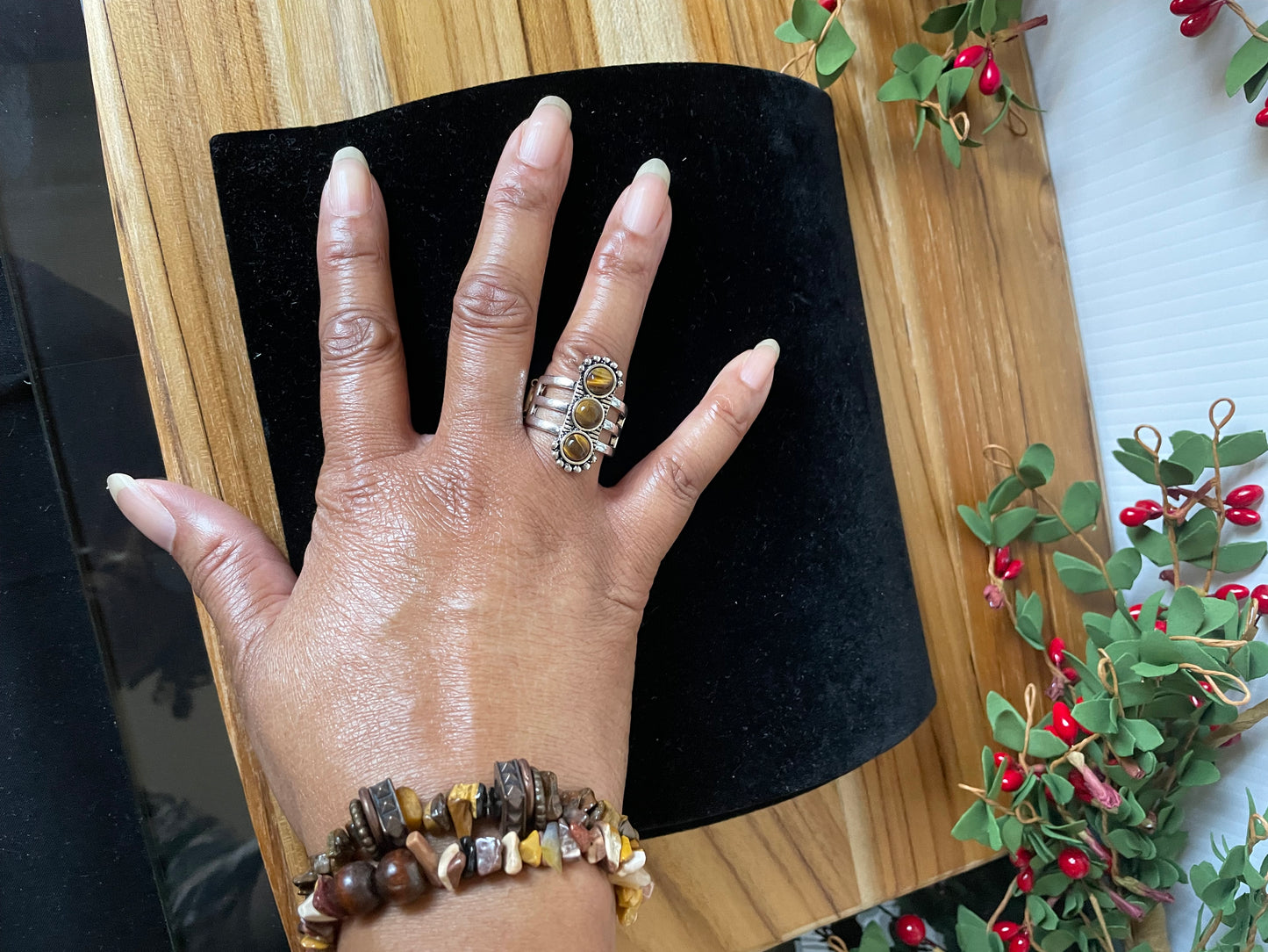 Tiger Eye w/Plated Copper Rings, Healing Bracelet.