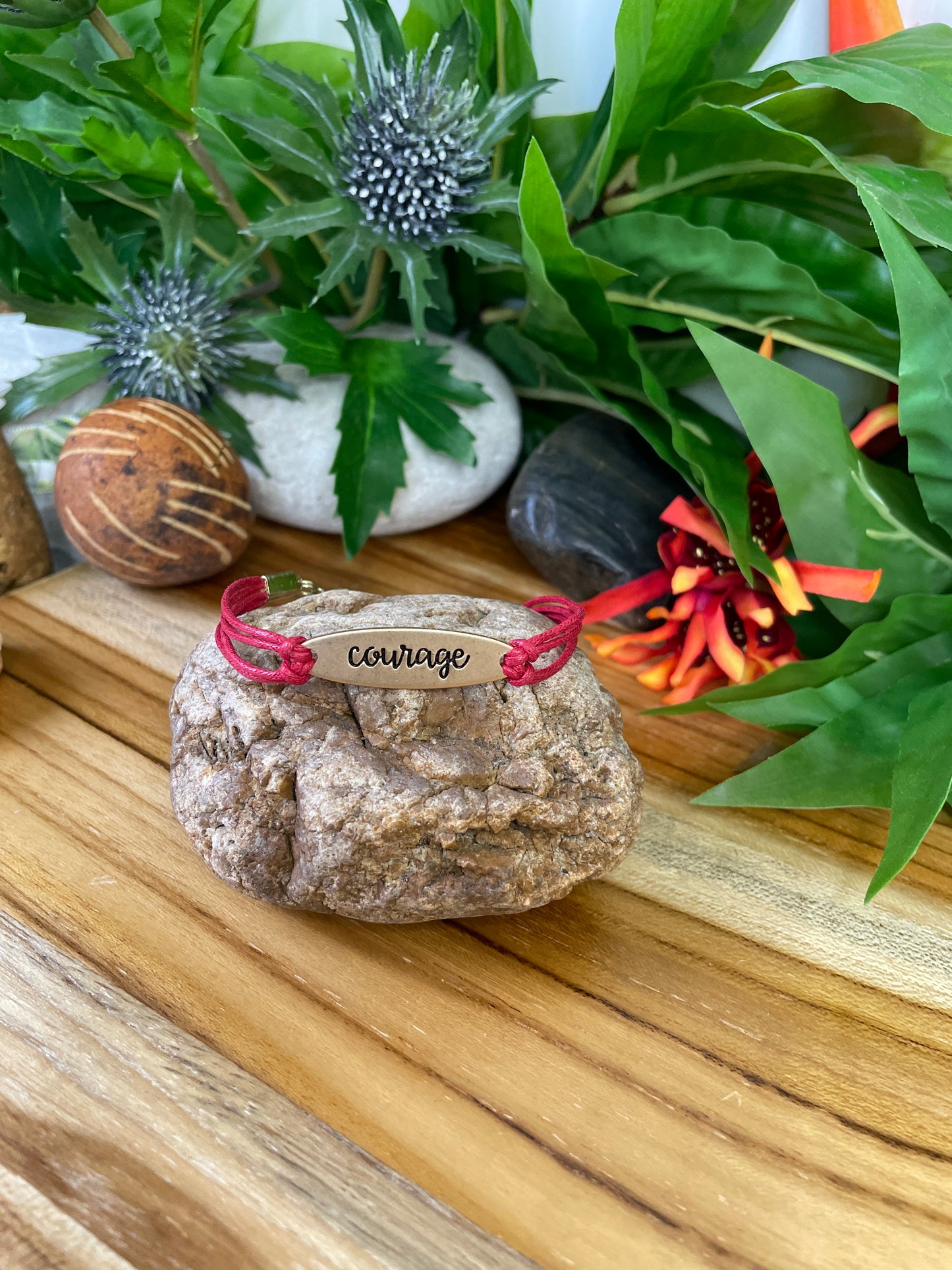 Courage, Antique Metal Inspirational Quoted Bracelet.