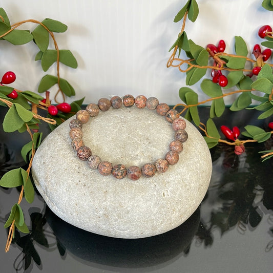 Jasper Leopard Dark Stone, Healing Bracelet.