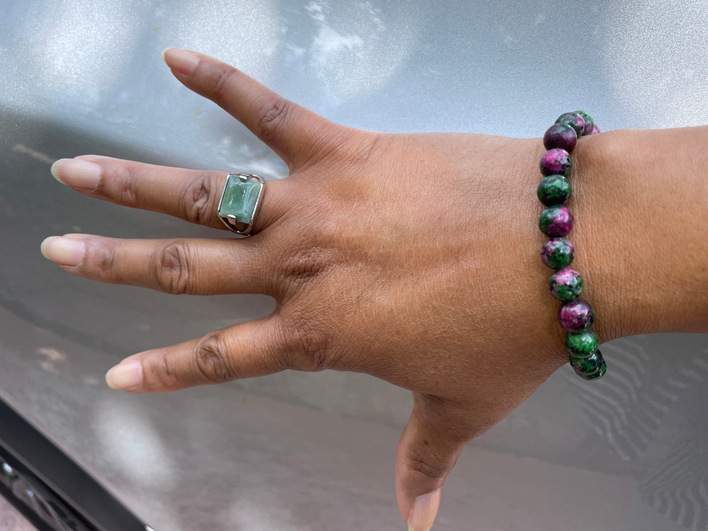 Jasper Stone, “Green & Rose” Healing Bracelet..