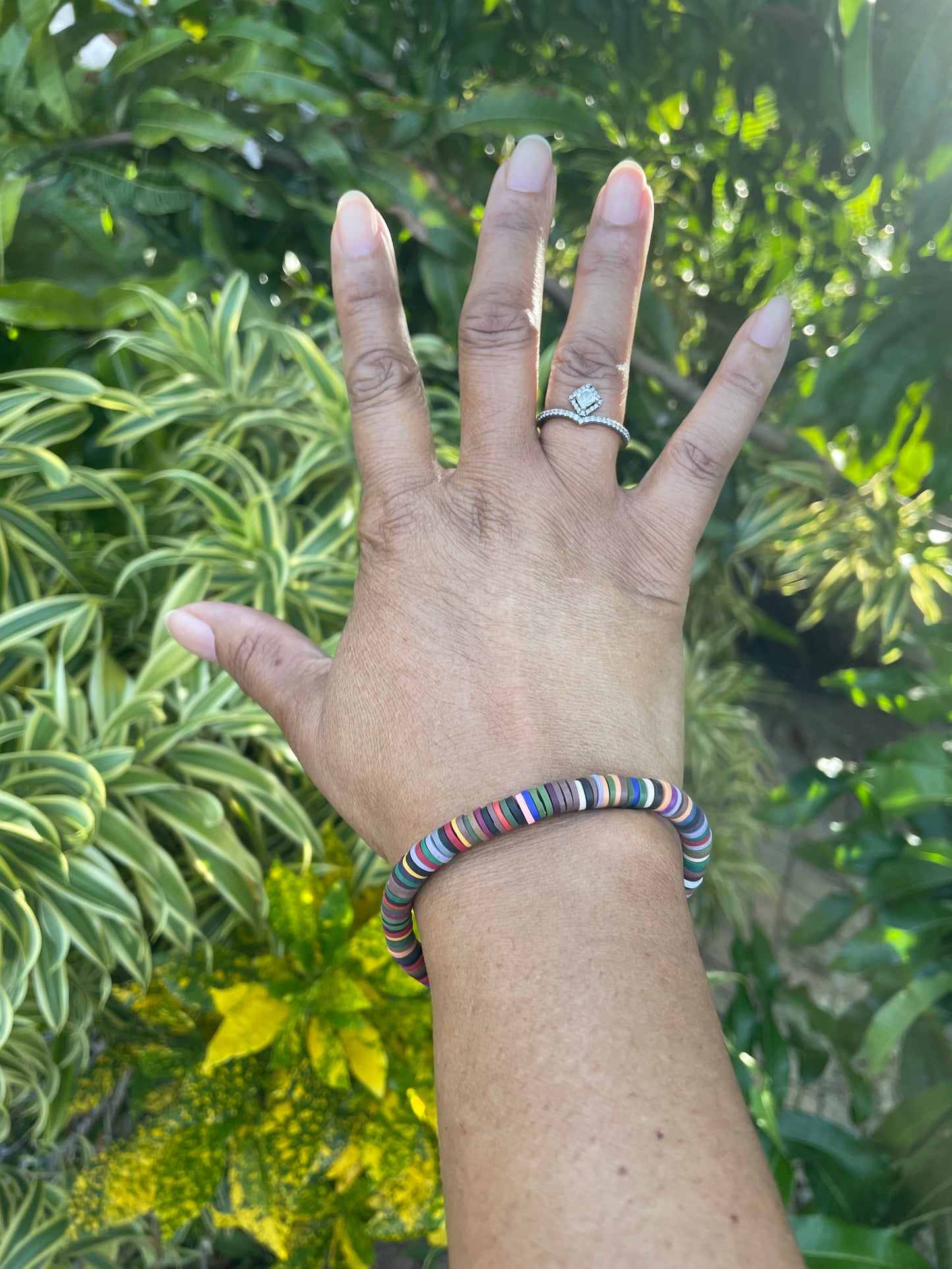 Clay, Dark Multi Colors,  Healing Bracelet.