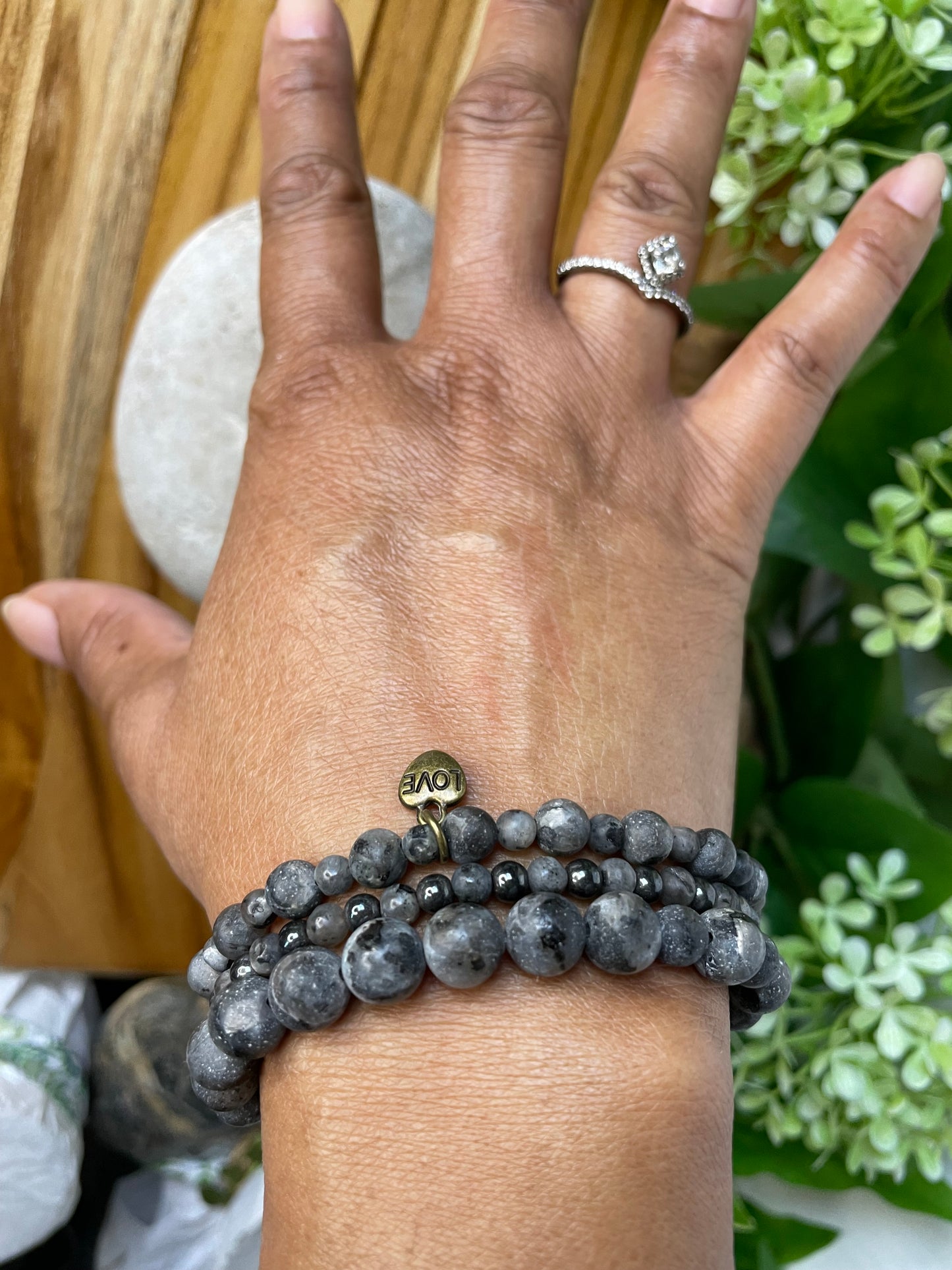 Labradorite w/ Black Hematite Stones, Healing Bracelet.