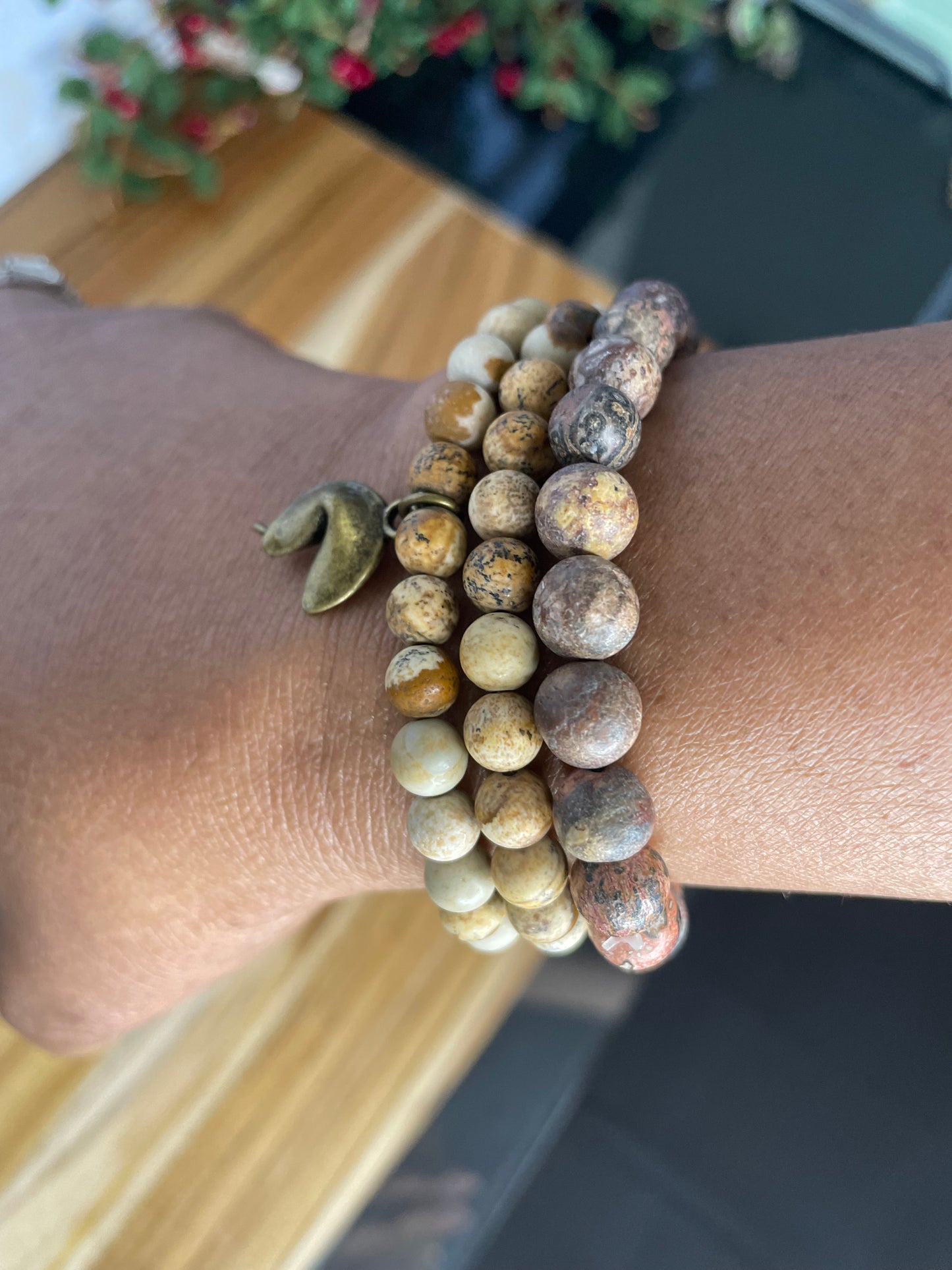 Jasper Leopard Dark Stone, Healing Bracelet.