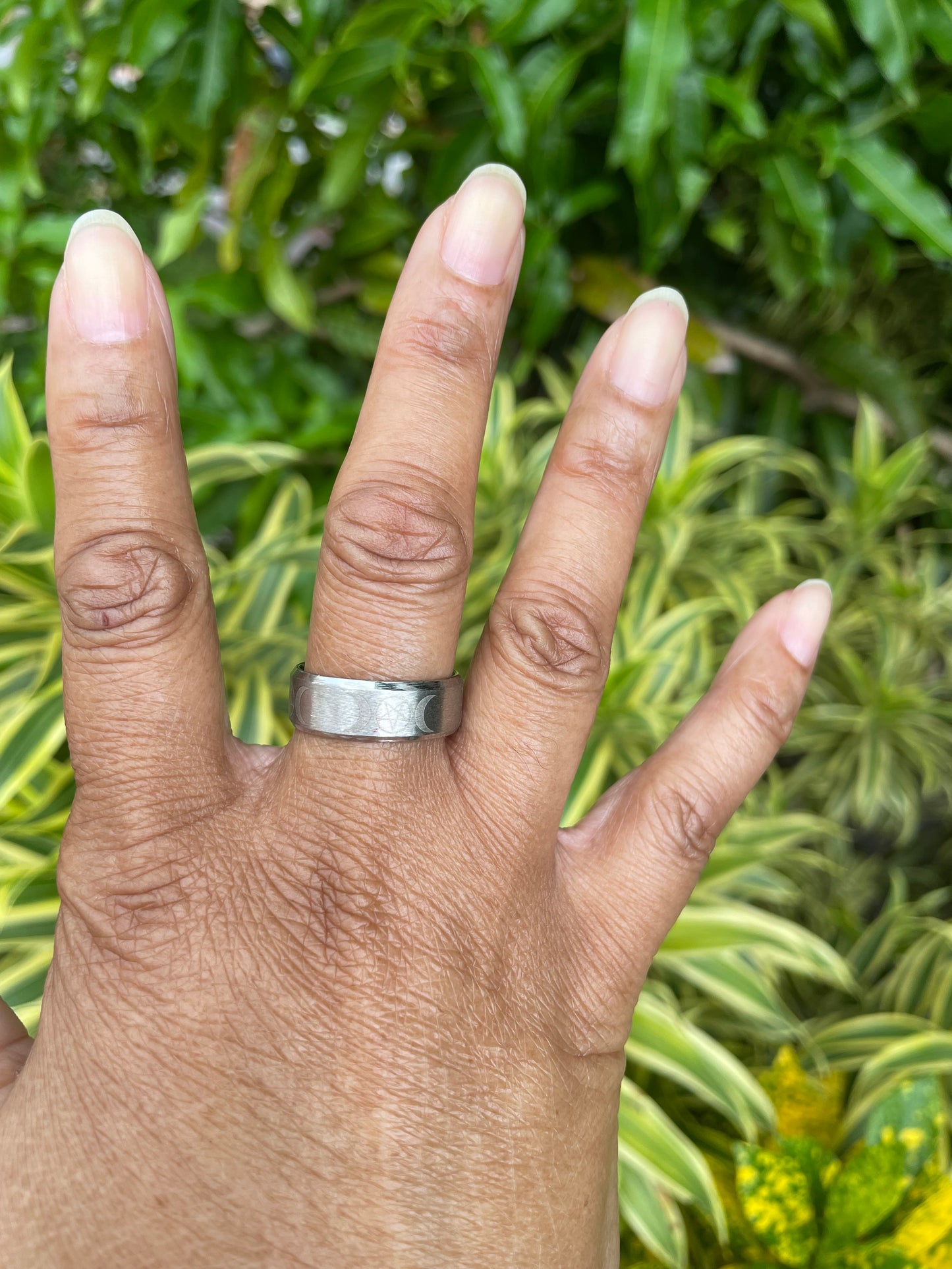 Triple Moon Symbol, Silver sz/10 Healing Ring.