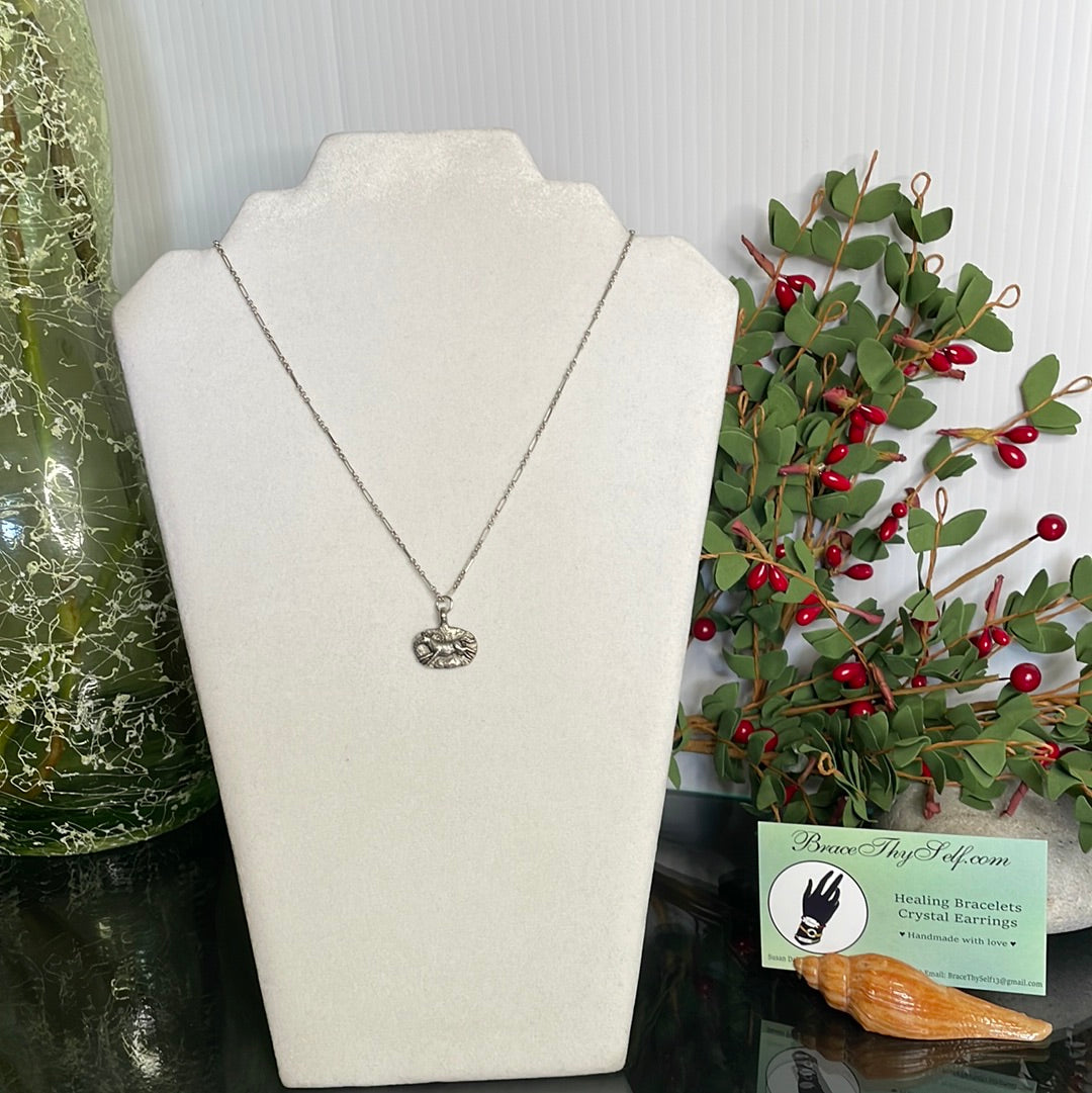 Brave Horse, Silver Metal Necklace.