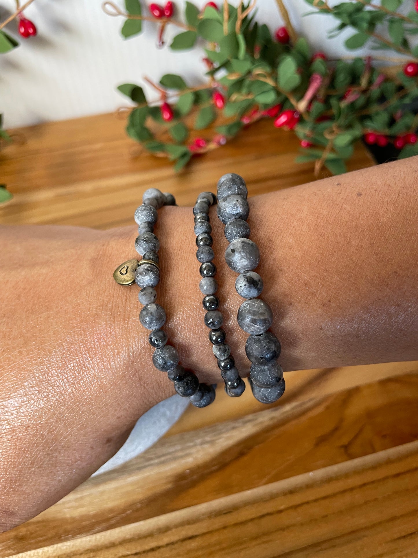 Labradorite w/ Black Hematite Stones, Healing Bracelet.