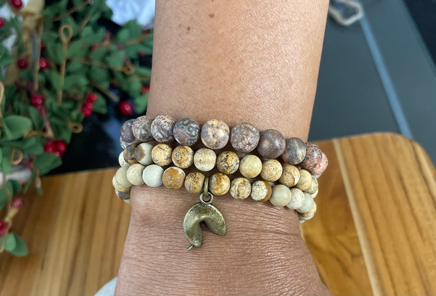 Jasper Leopard Dark Stone, Healing Bracelet.