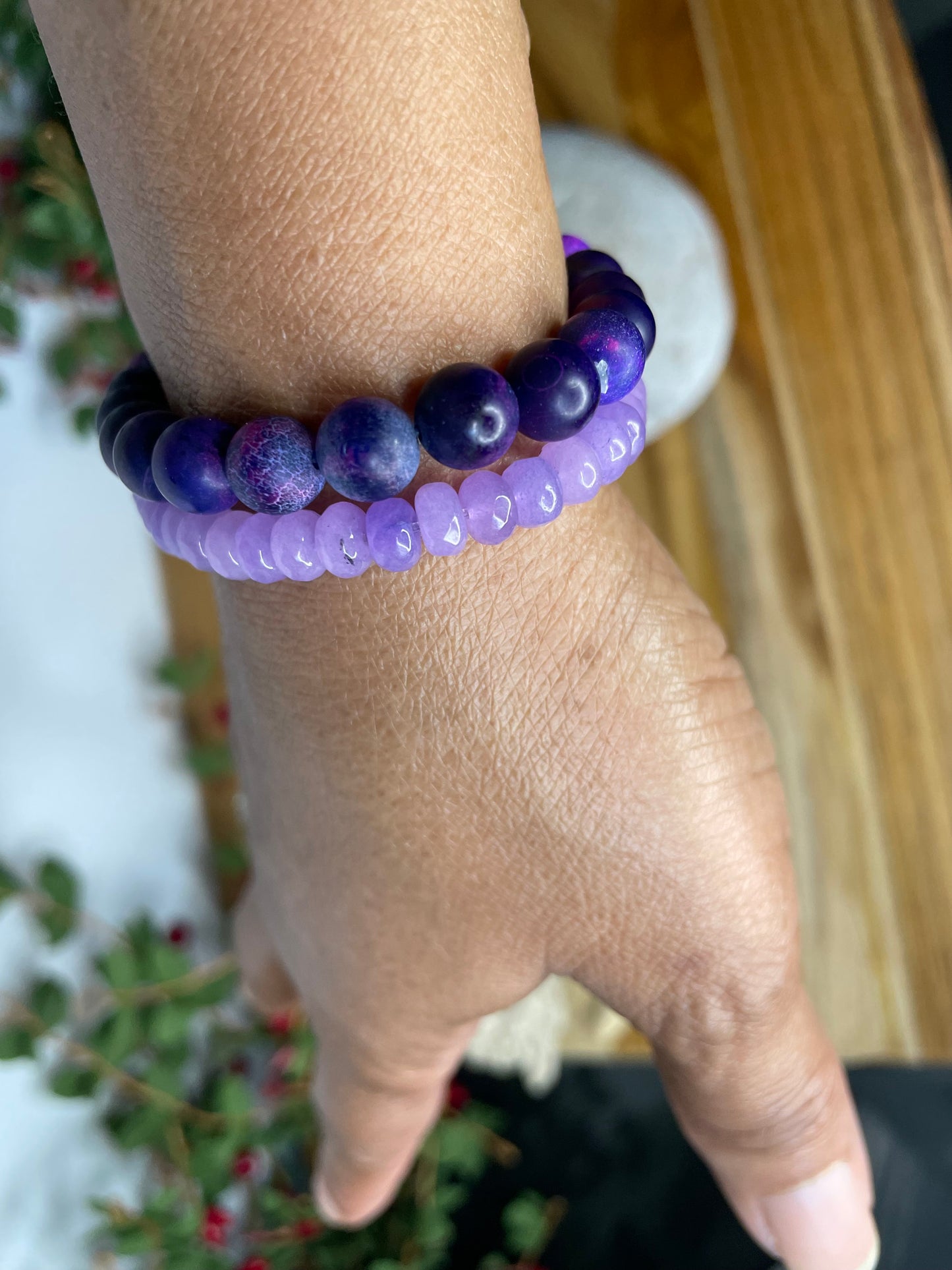 Agate, Light Purple Stones Healing Bracelet.